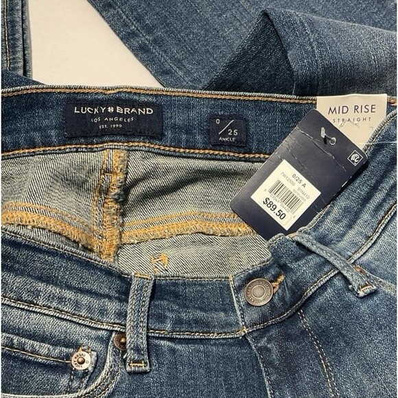 Lucky Brand Mid Rise Sweet Straight Leg Jeans Tanzanite Size 0 (25x30) New - Picture 8 of 8